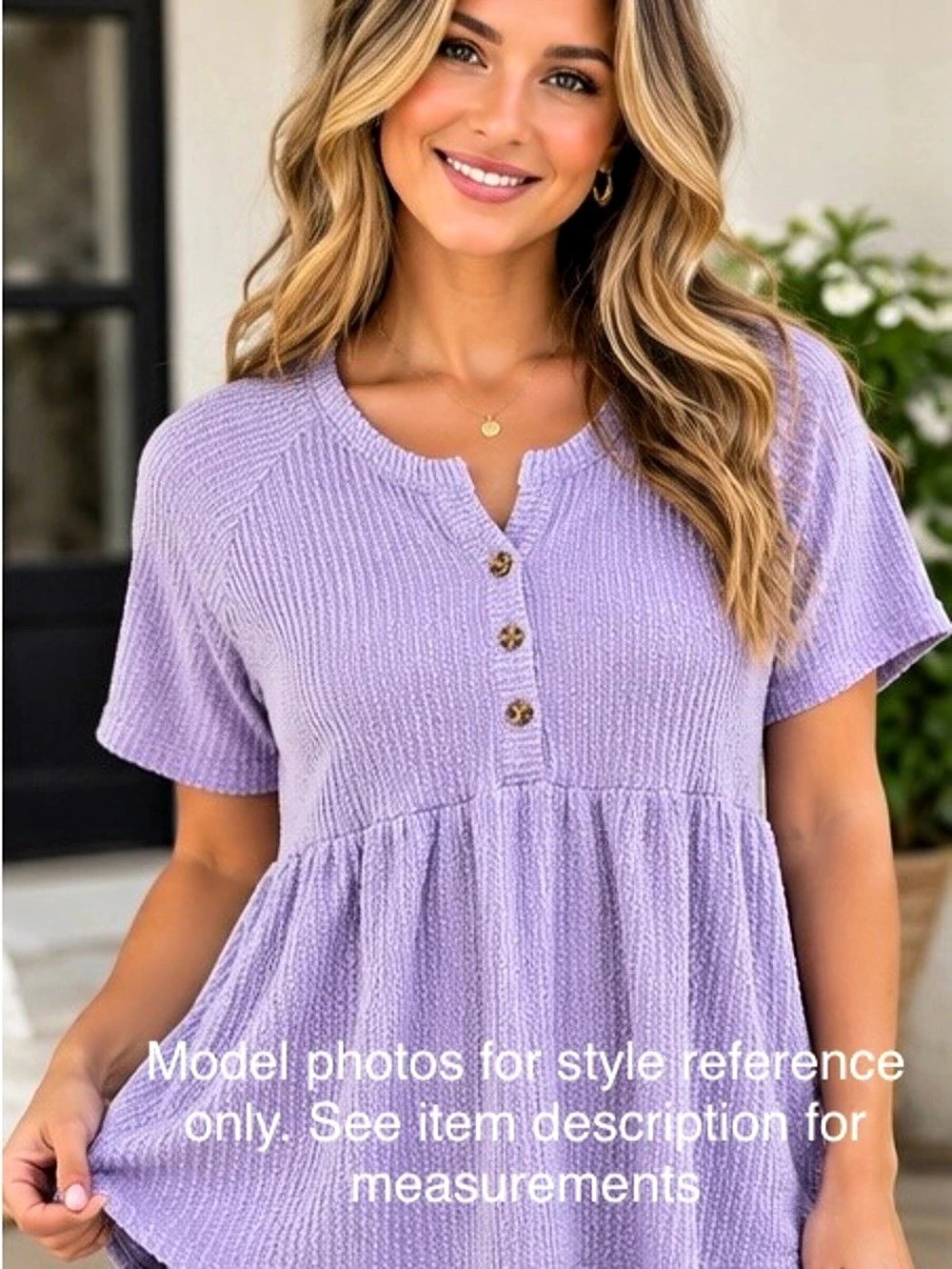 Heimish U.S.A. Ribbed Short Sleeve Babydoll Style Tunic - Size Small - NWOT